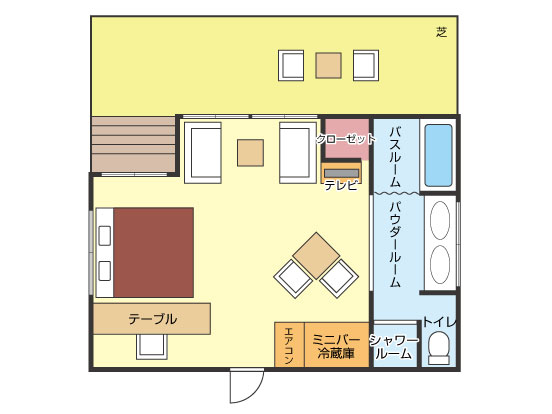 ダブルルーム(ガーデンタイプ / ペット可)間取り図