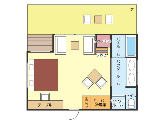 ツインルーム(ガーデンタイプ / ペット可)間取り図