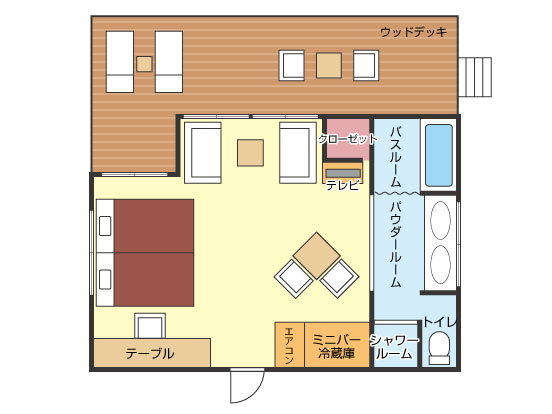 ツインルーム(ウッドデッキタイプ)間取り図